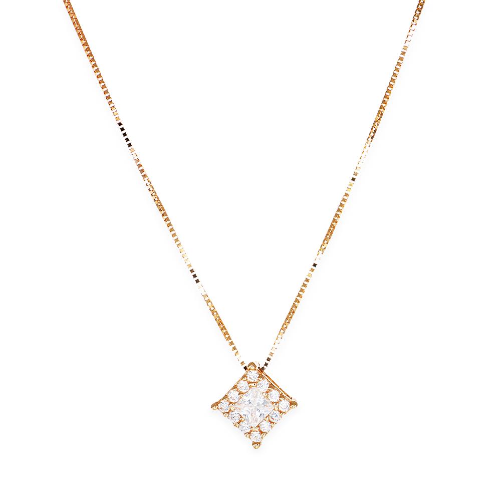 Collana in Oro Rosa 18 Kt e Cubic Bianca