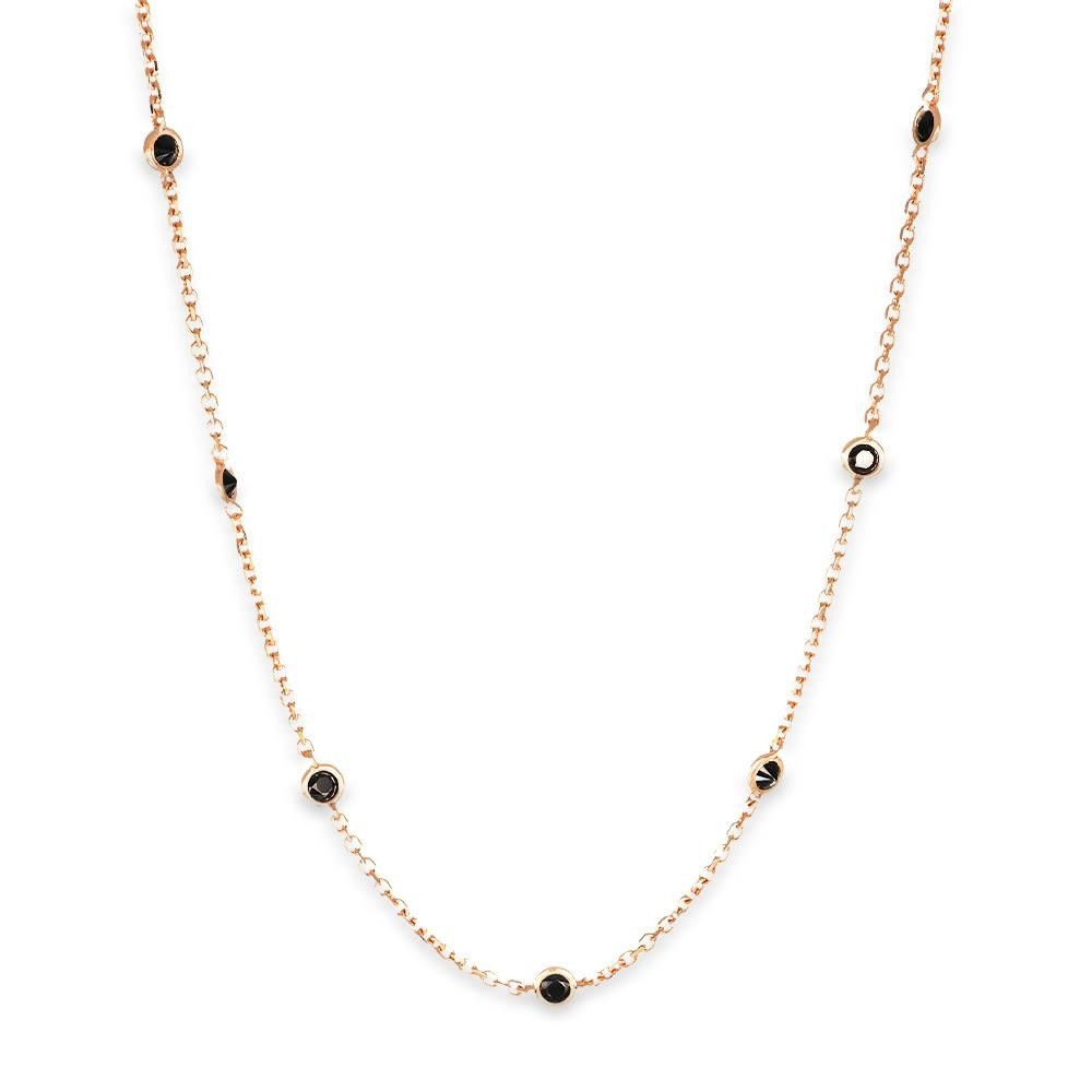 Collana in Oro Rosa 18 Kt e Pietre Idrotermali Nere