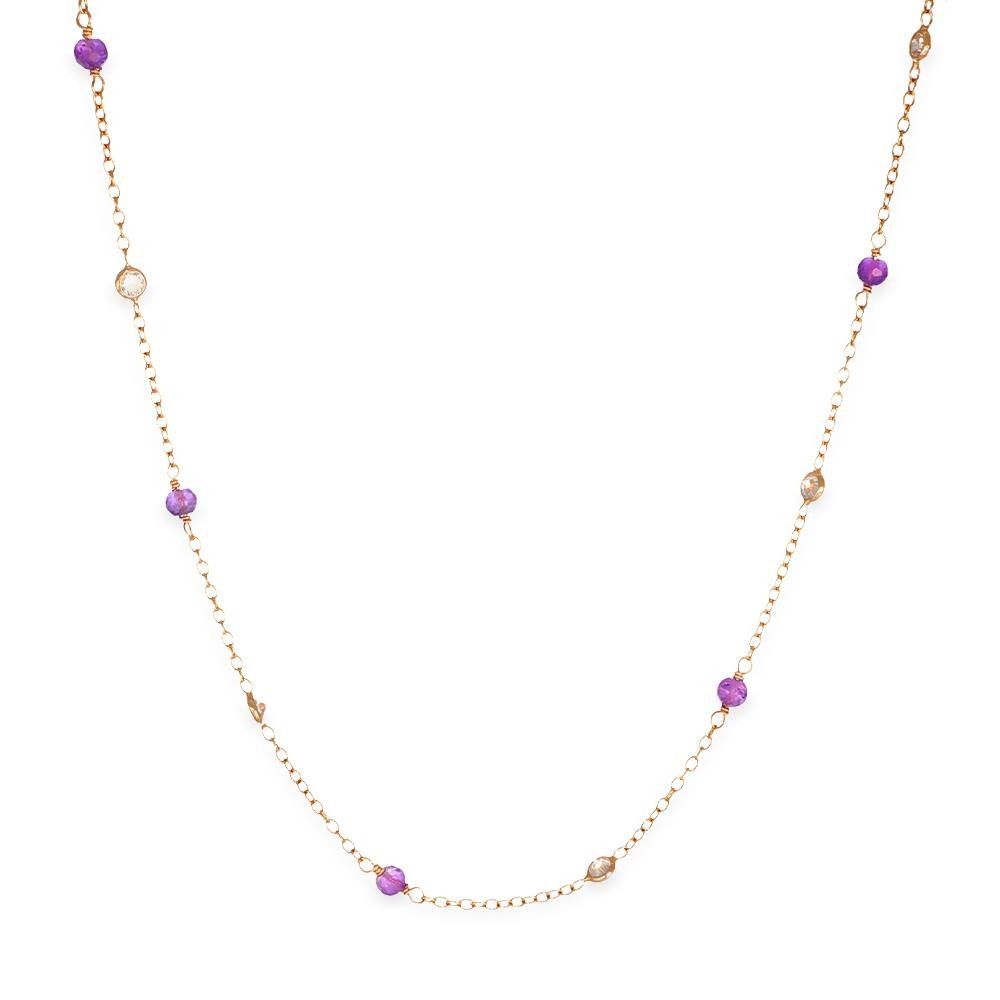 Collana In Oro Rosa 18 Kt e Pietre Idrotermali