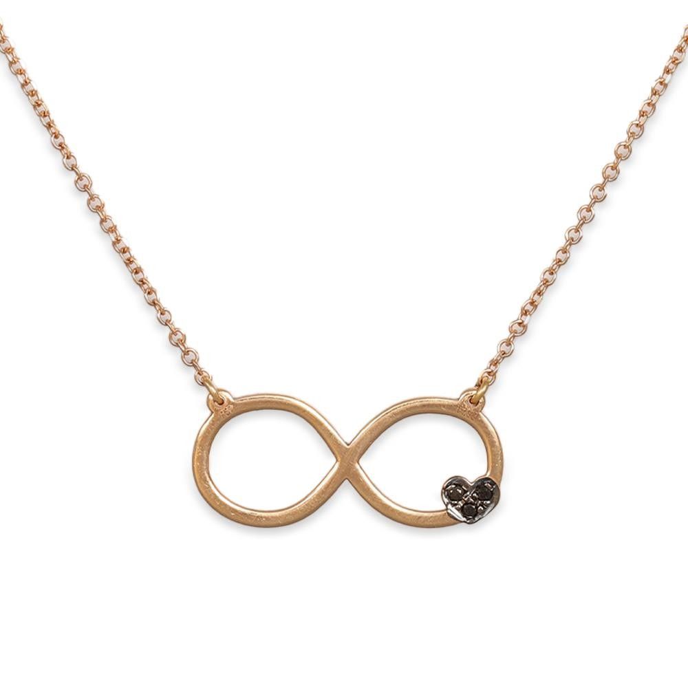 Collana Infinito con Cuoricino in Oro Rosa 18 Kt