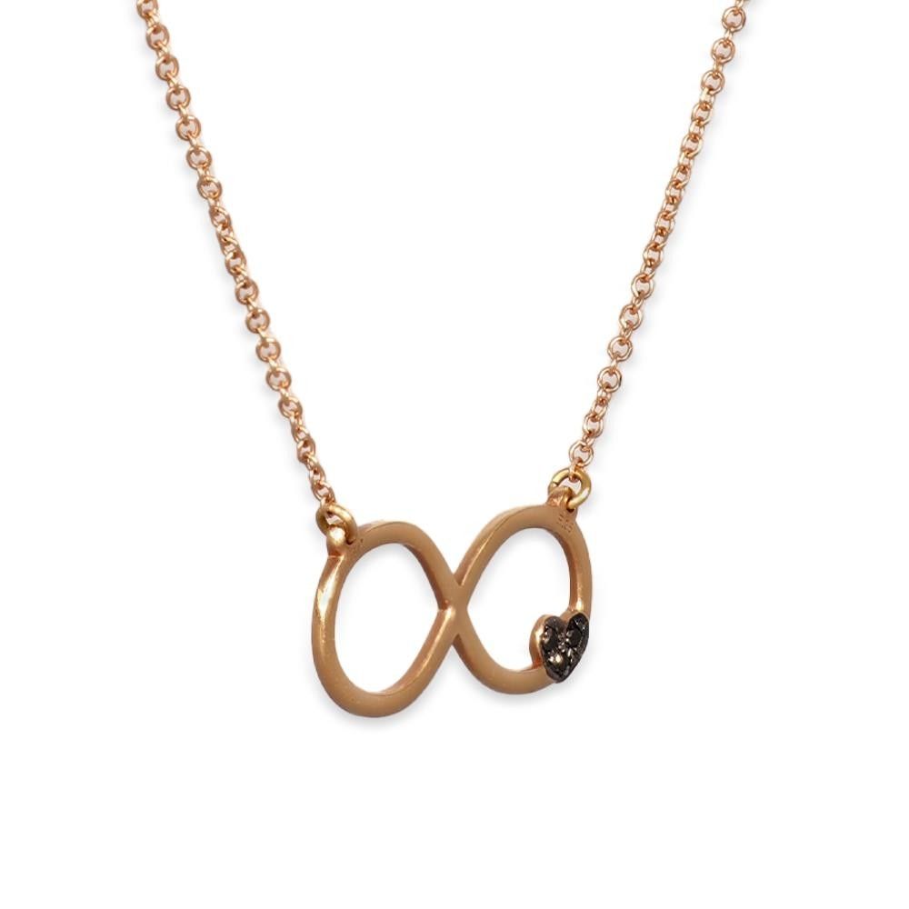 Collana Infinito con Cuoricino in Oro Rosa 18 Kt