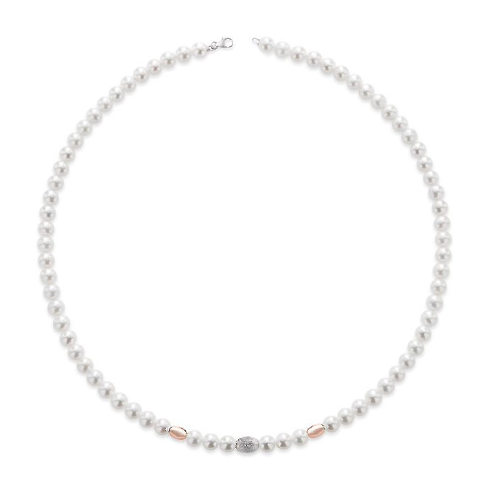 Collana Le Lune Confetti in Oro Rosa/Bianco 18Kt ø PERLE mm 4,5/5