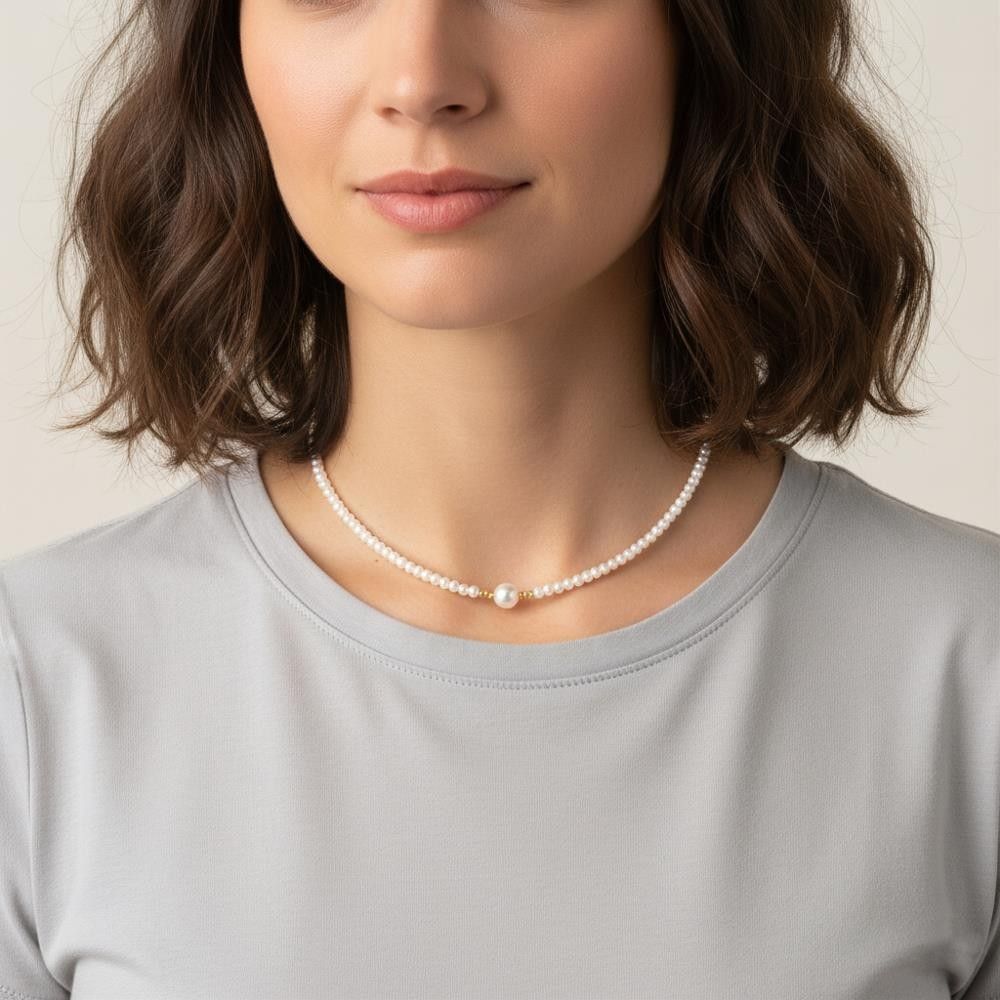 Collana Le Lune Perle in Oro Giallo 18 Kt