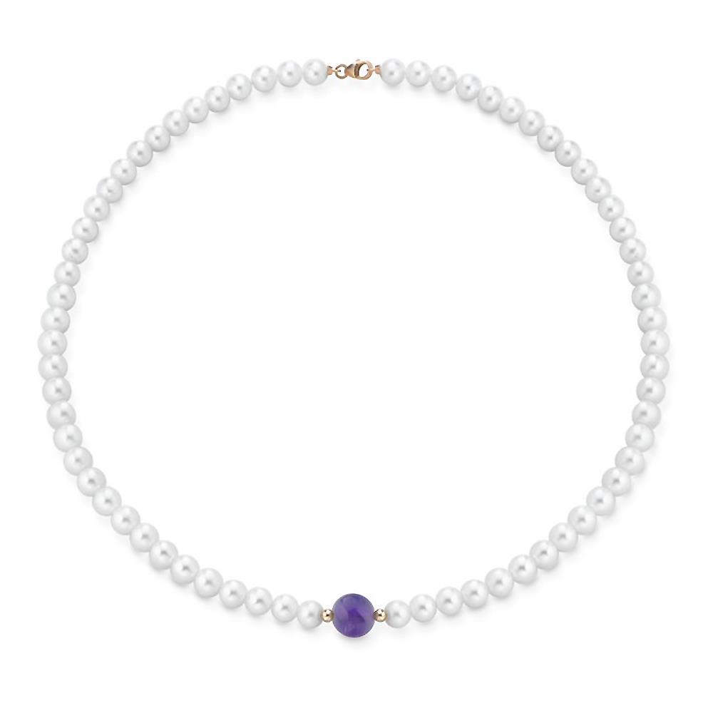 Collana Le Lune Scintille in Oro Rosa 18Kt PERLE mm 6/6,5