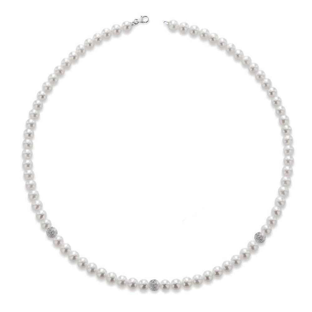 Collana Le Lune Young in Oro Bianco 18Kt ø PERLE mm 5/5,5