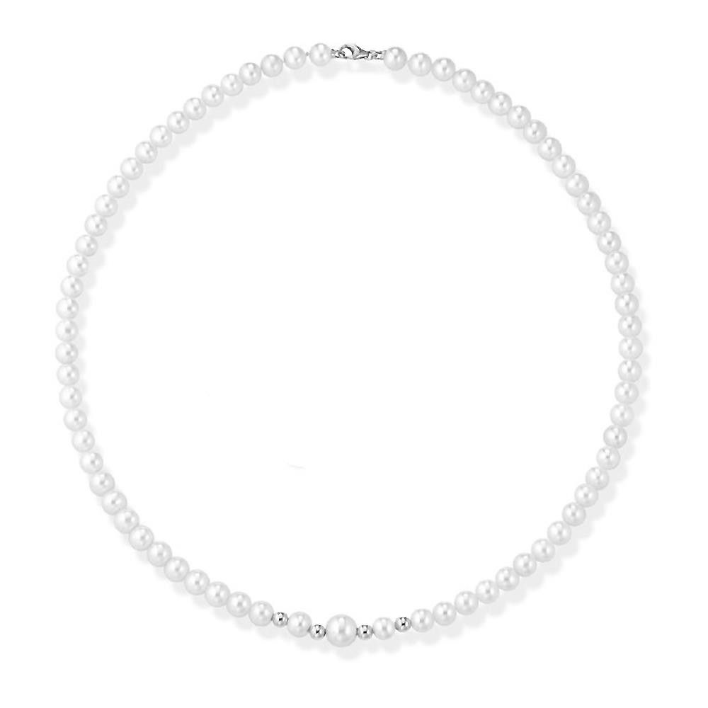 Collana Le Lune Young in Oro Bianco 18Kt ø PERLE mm 5,5/6