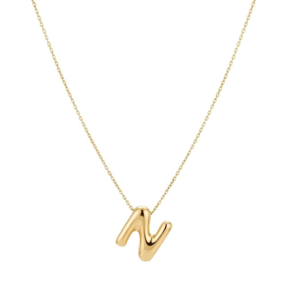 Collana Lettera N in Oro Giallo 18 Kt