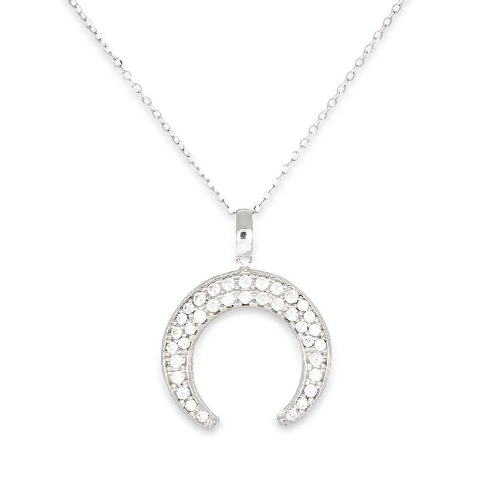Collana Luna in Oro Bianco 18 Kt e Cubic