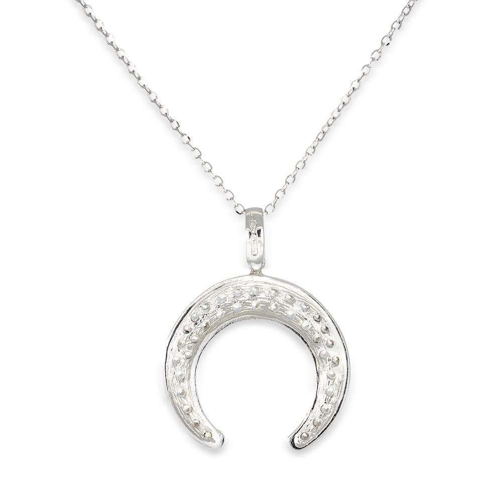 Collana Luna in Oro Bianco 18 Kt e Cubic