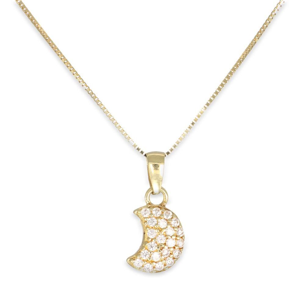 Collana Luna in Oro Giallo 18 Kt e Cubic