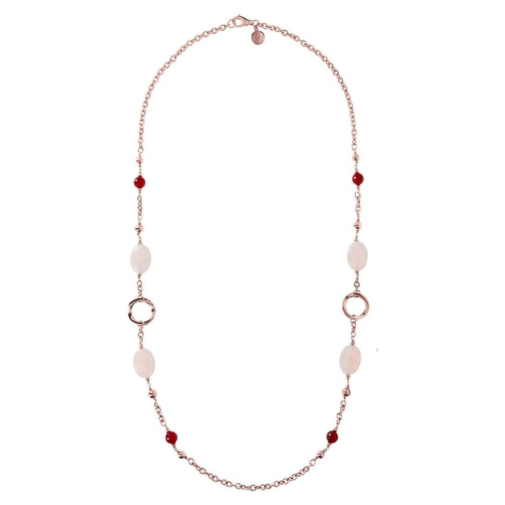 Collana Lunga Bronzallure con Dettagli in Golden Rosé e Pietre Naturali