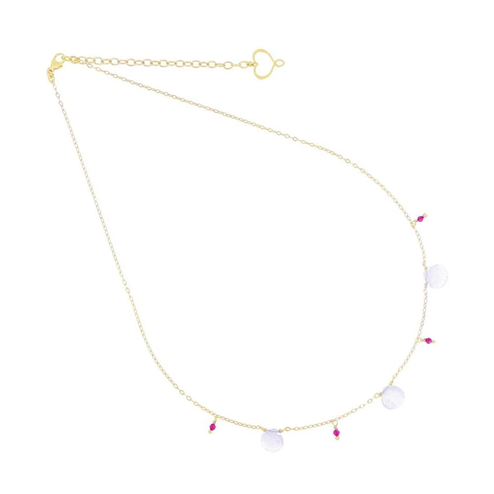 Collana Maman et Sophie argento con rubellite e calcedonio