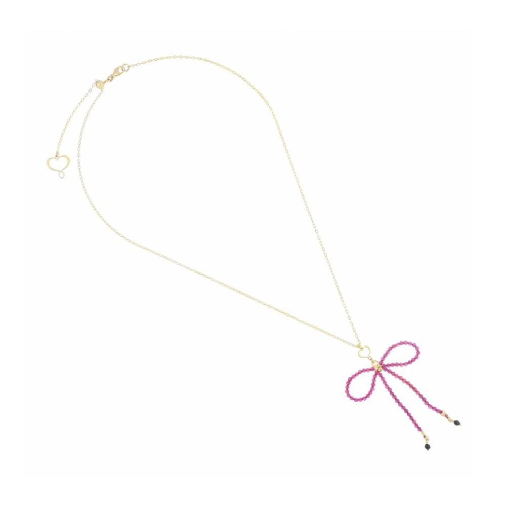 Collana Maman et Sophie argento dorato fiocco di rubellite