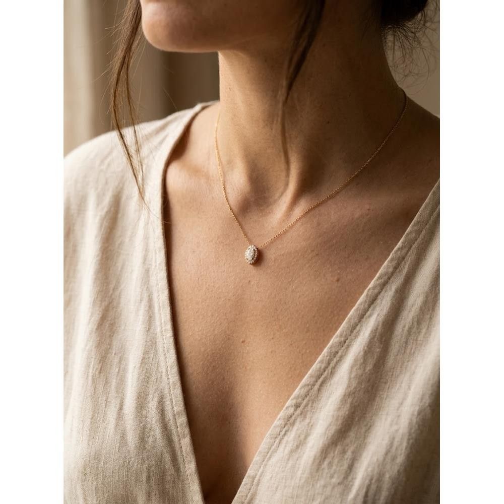Collana Marquise in Oro Giallo 18 Kt e Cubic Bianca