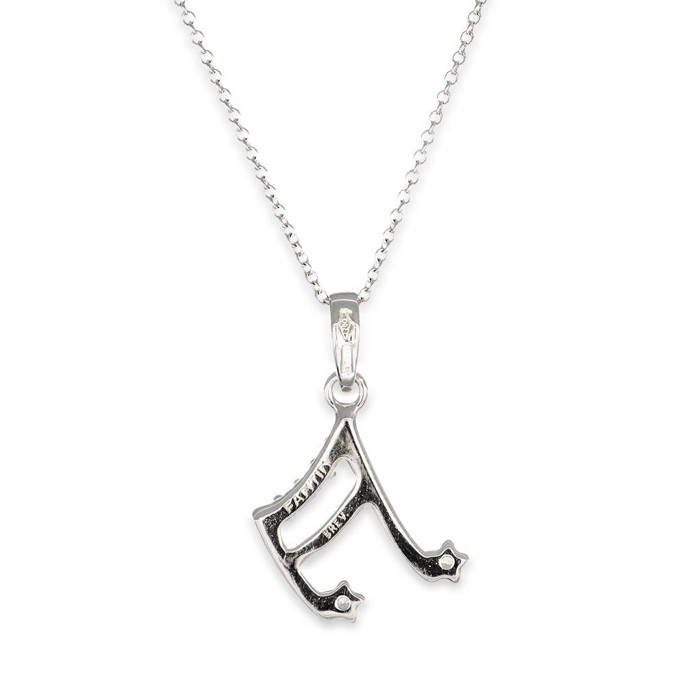 Collana Nota Musicale in Oro Bianco 18 Kt e Cubic Bianca