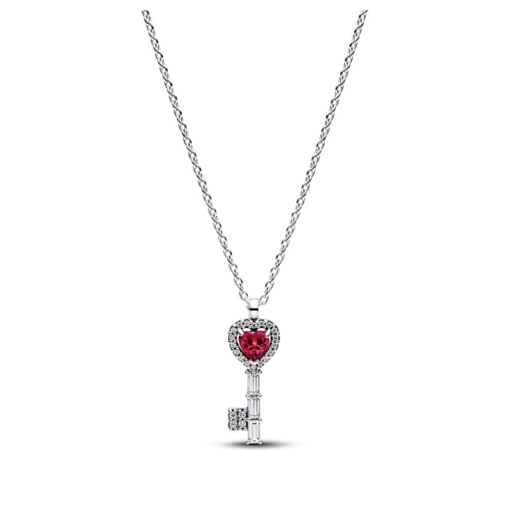 Collana Pandora Chiave con Cuore Rosso