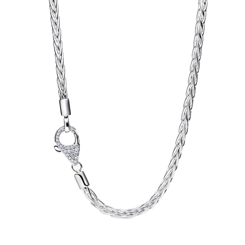 Collana Pandora Maglia Coda di Volpe con Chiusura Pavè