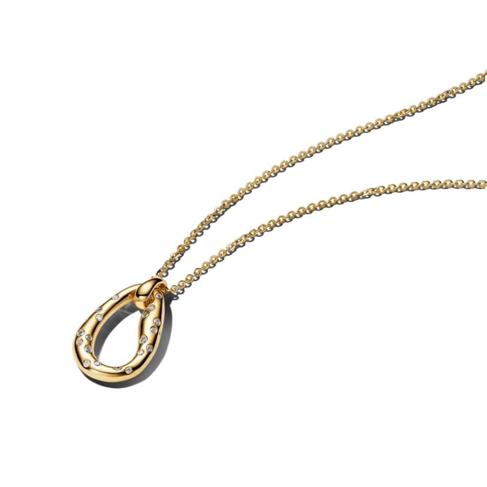 Collana Pandora Ovale Linea Sinuosa con Pietre Luminose
