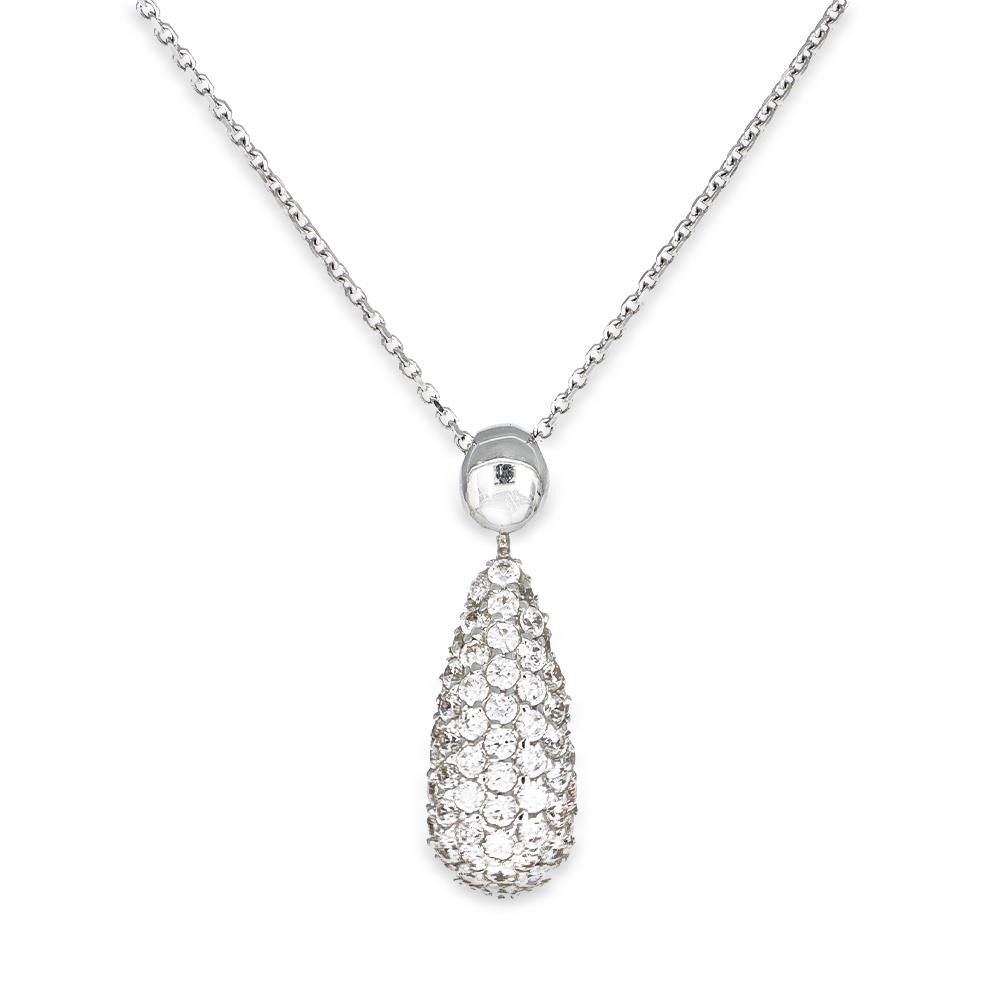 Collana Pendente a Goccia in Oro Bianco 18 kt e Cubic