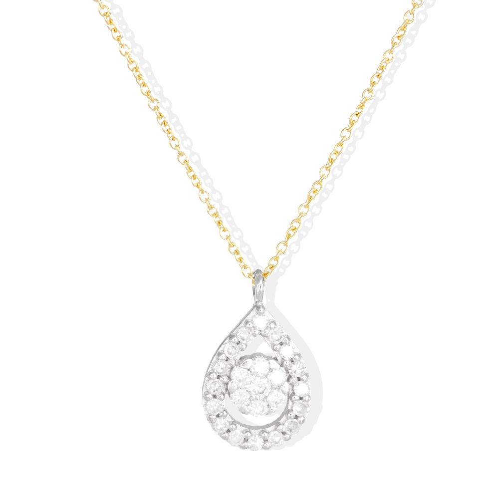 Collana Pendente Goccia In Oro Bianco 18 Kt e Diamanti