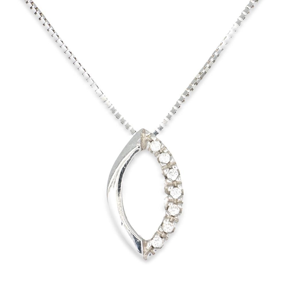 Collana Pendente in oro Bianco 18 Kt e Cubic