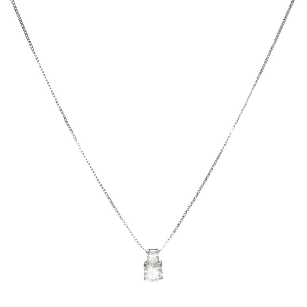 Collana Pendente Punto Luce in Oro Bianco 18 Kt e Diamante