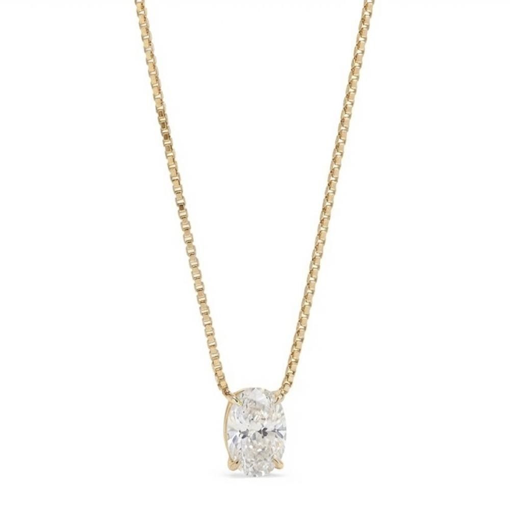 Collana Pendino in Oro Giallo 18 Kt e Diamante Ovale
