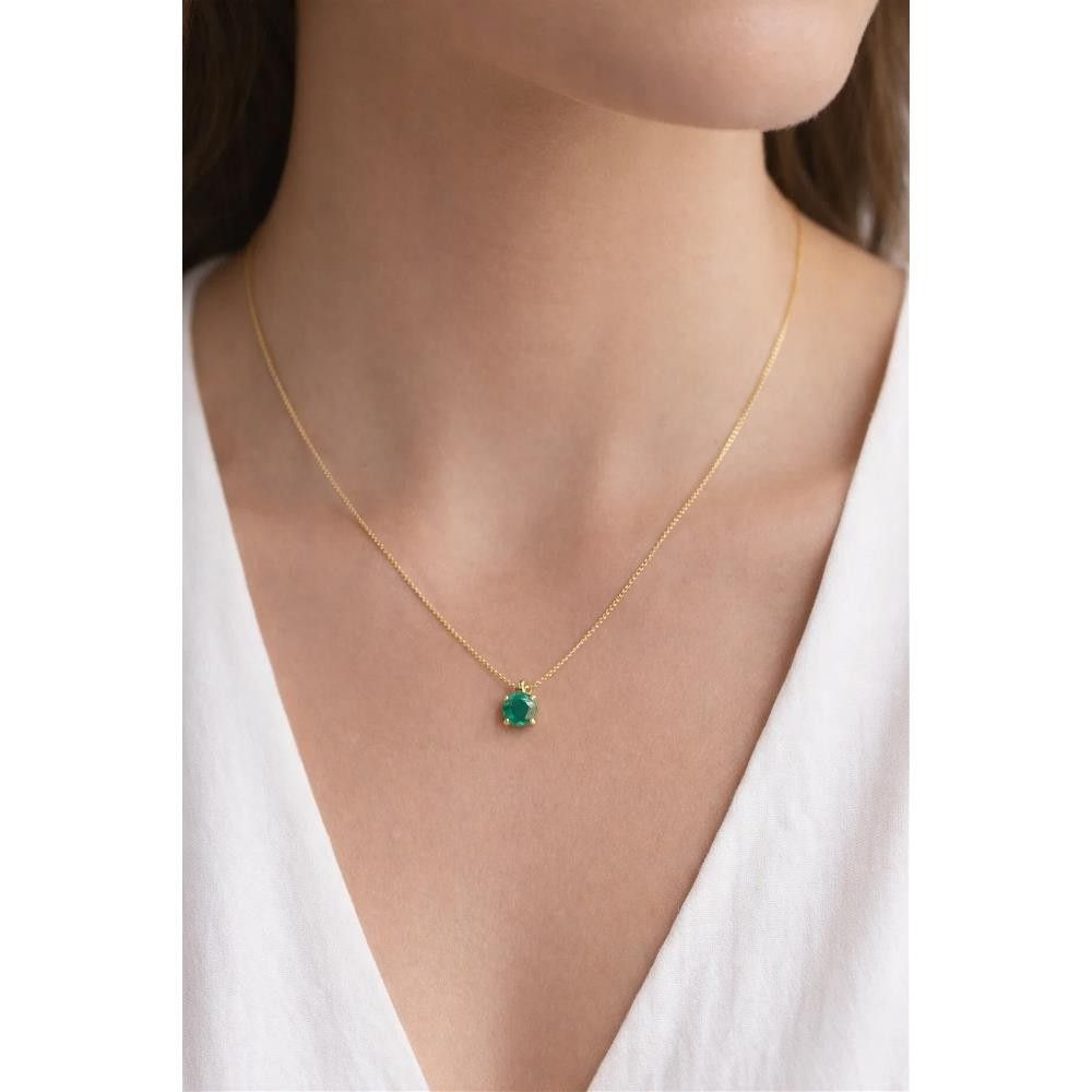 Collana Pendino in Oro Giallo 18 Kt e Smeraldo