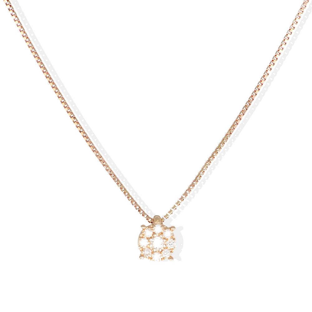 Collana Pendino Punto Luce in Oro Rosa 18 Kt e Diamanti