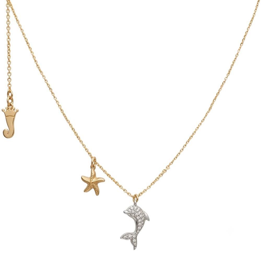 Collana Pippo Perez Delfino e Stella Marina in Oro e Diamanti