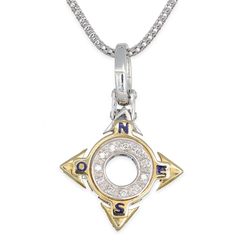 Collana Punti Cardinali in Oro Giallo e Bianco 18 Kt e Diamanti