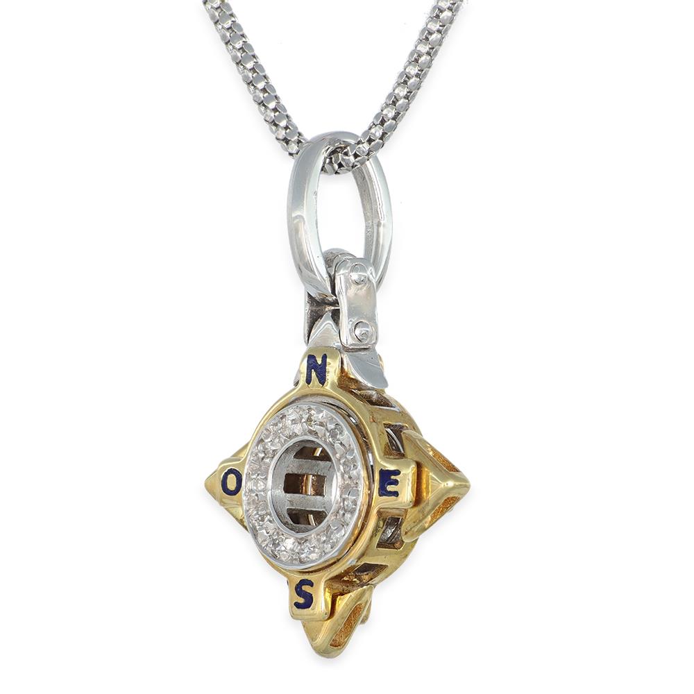 Collana Punti Cardinali in Oro Giallo e Bianco 18 Kt e Diamanti