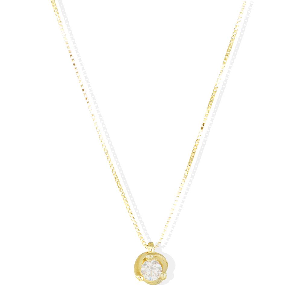 Collana Punto Luce In Oro Giallo 18 Kt e Diamante