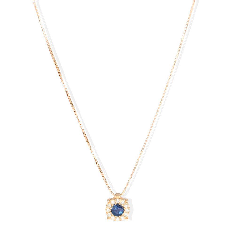 Collana Punto Luce Magic in Oro Rosa 18 Kt e Zaffiro Blu