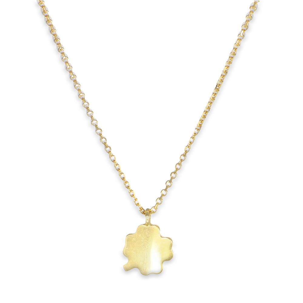 Collana Quadrifoglio in Oro Giallo 18 Kt e Smalto Verde