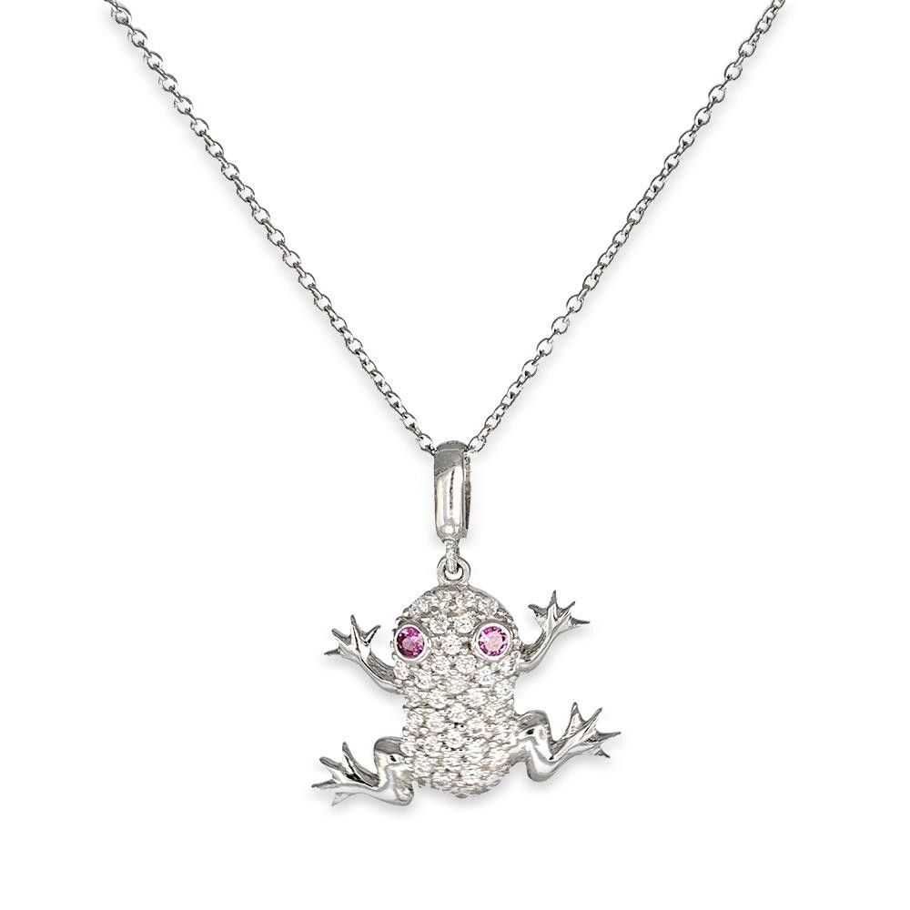 Collana Rana In Oro Bianco 18 Kt e Cubic