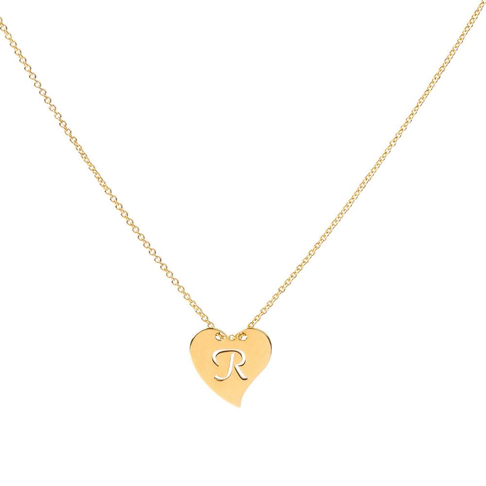 Collana Rebecca MyWorld in oro 9kt con cuore pendente e iniziale incisa