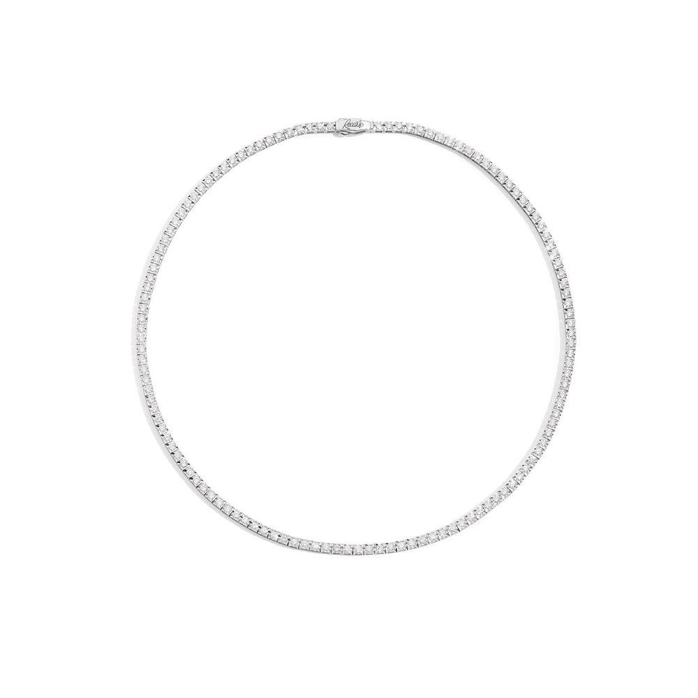 Collana Recarlo Tennis Face Cube in Oro Bianco 18 Kt 3,65 ct.