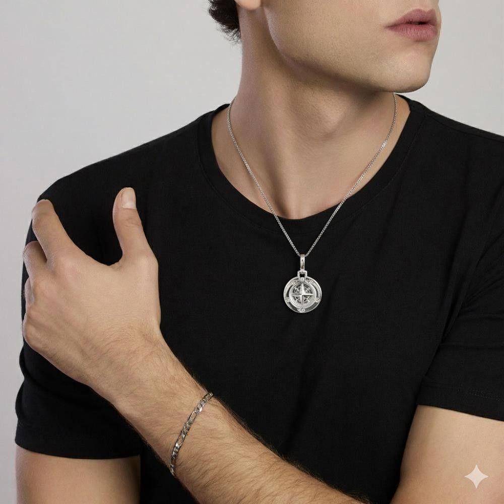 Collana Rosa dei Venti in Oro Bianco 18 Kt