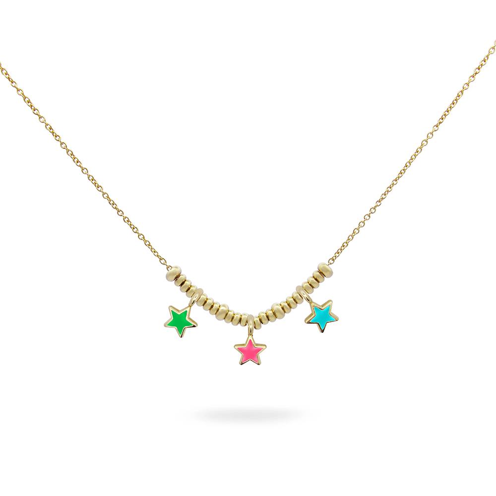 Collana Rue Des Mille Color Fun Micro Anello Tre Stelle Smalto Colorato