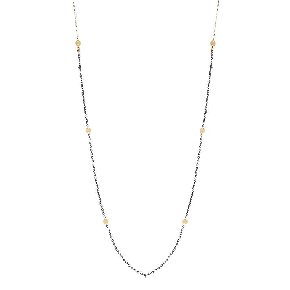 Collana Rue Des Mille Gispy Chic catena verniciata, zirconi e medaglie