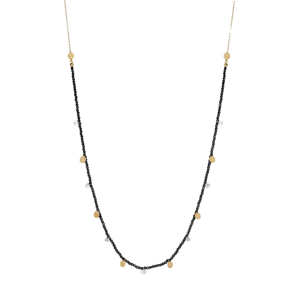 Collana Rue Des Mille Gispy Chic con pepite di Zirconi Milky e medagliette