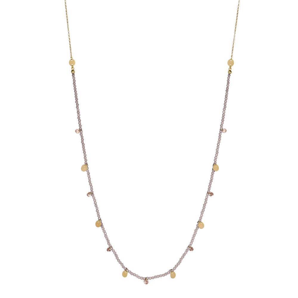Collana Rue Des Mille Gispy Chic con pepite di Zirconi Milky e medagliette