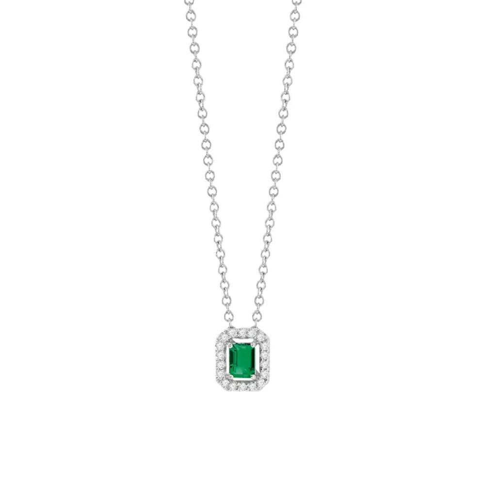 Collana Salvini Mini Dora in oro bianco con diamanti e smeraldo