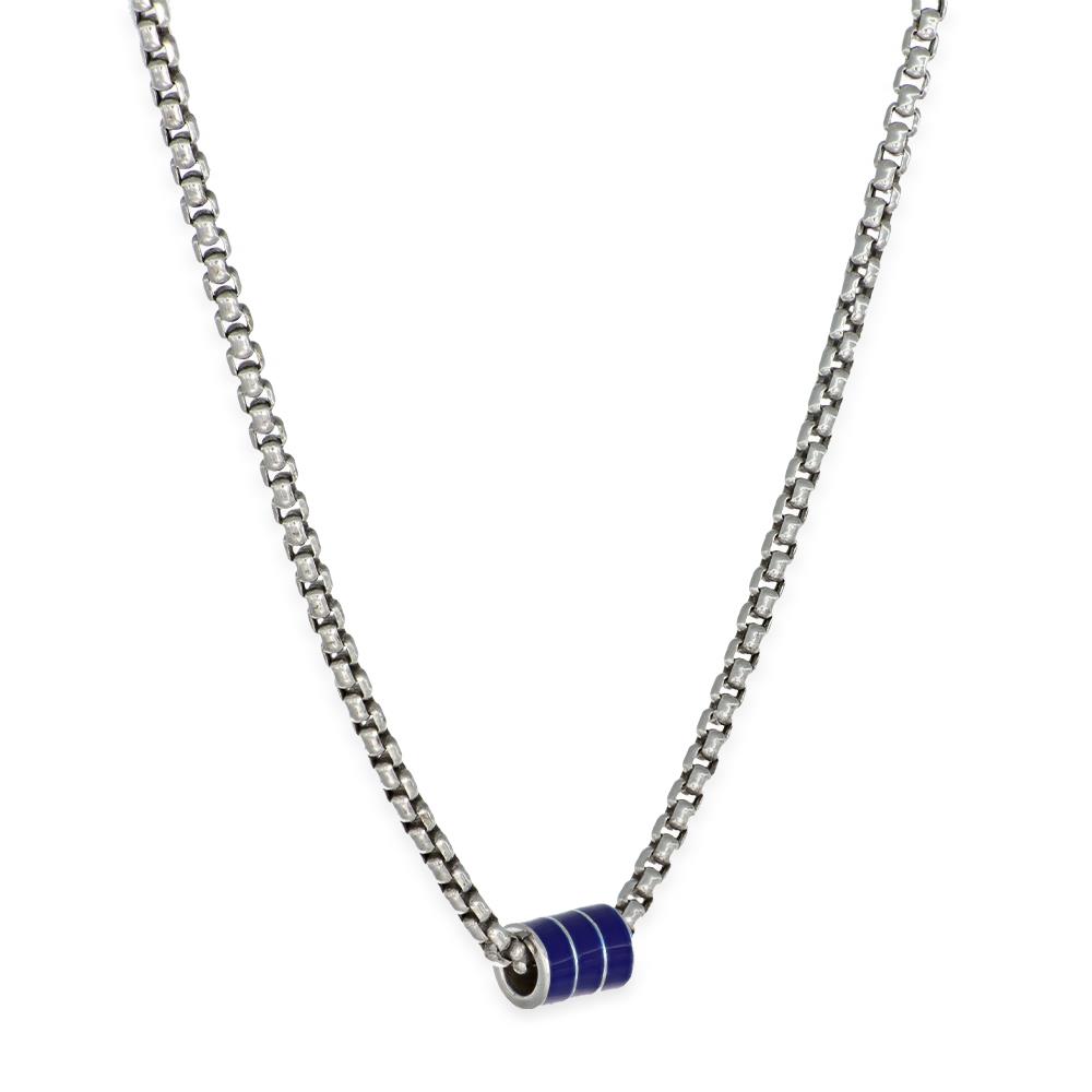 Collana Smalto a fuoco Blu e Oro Bianco 18 Kt