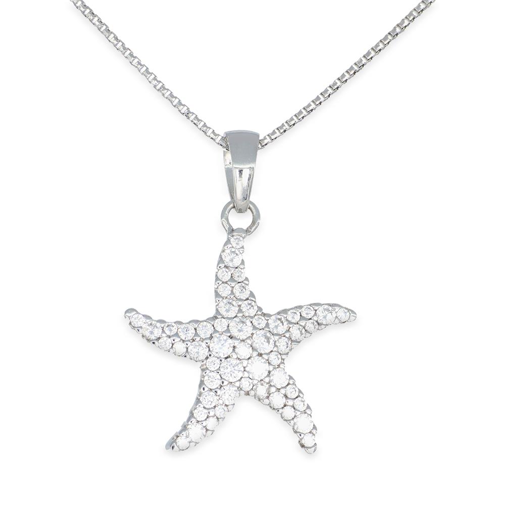 Collana Stella Marina in Oro Bianco 18 Kt e Cubic Zirconia