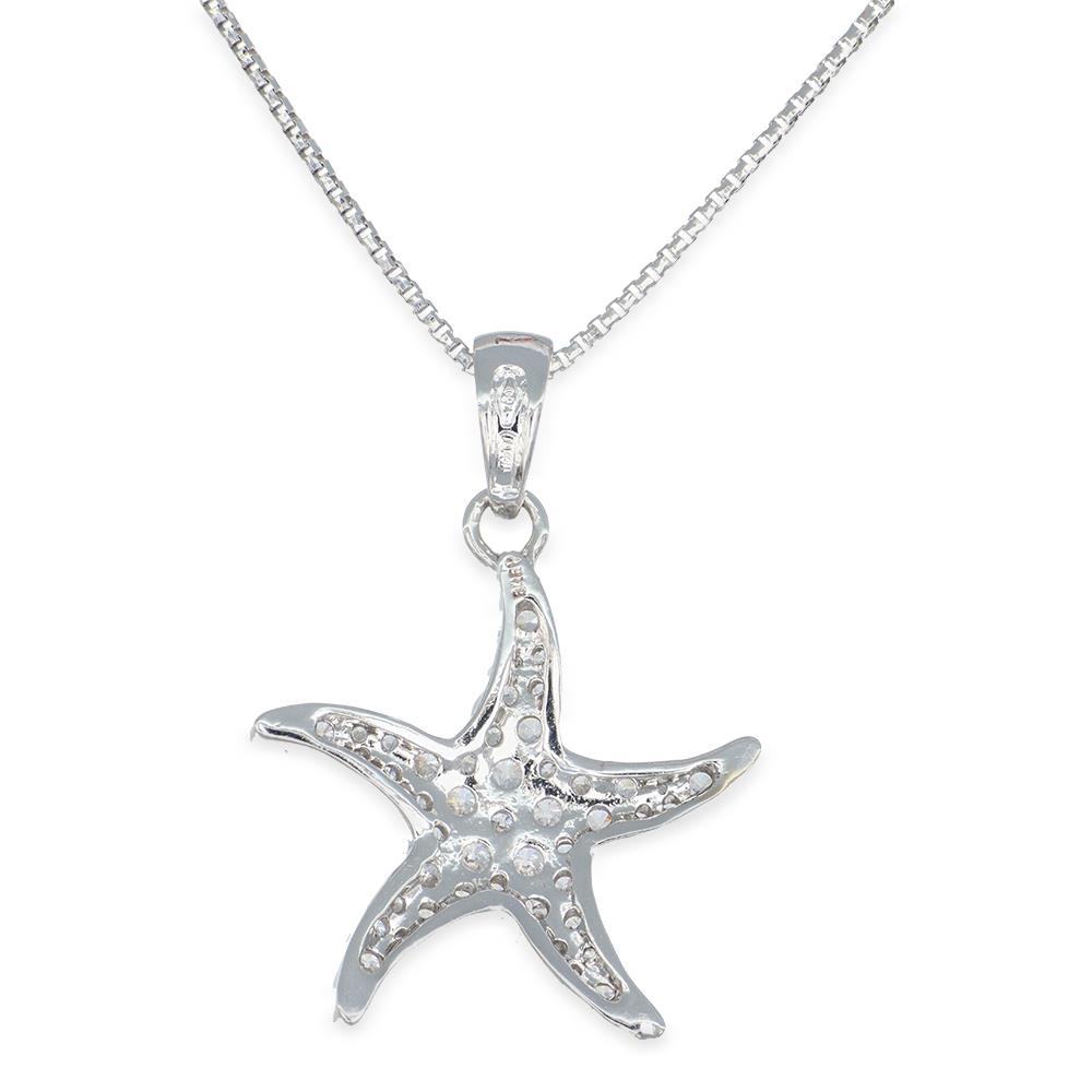 Collana Stella Marina in Oro Bianco 18 Kt e Cubic Zirconia