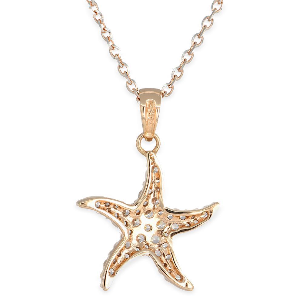 Collana Stella Marina in Oro Bianco e Rosa 18 Kt con Cubic Zirconia