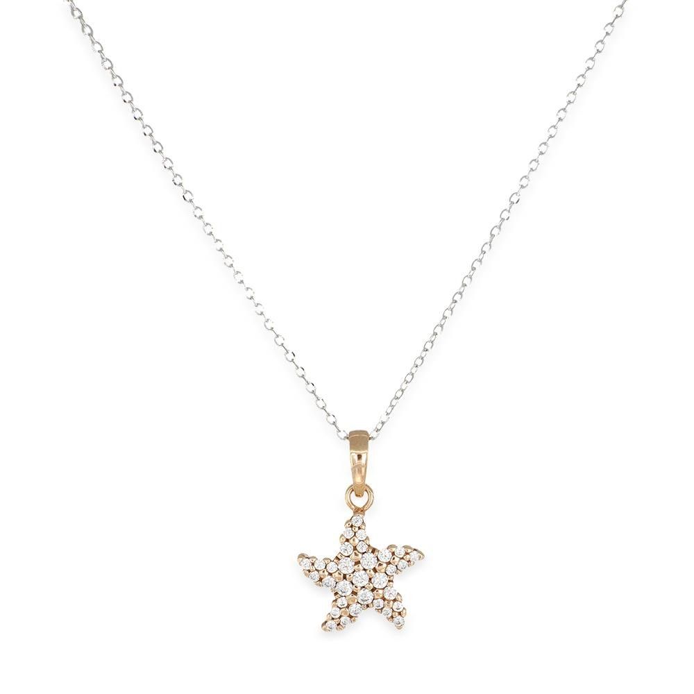 Collana Stella Marina in Oro Rosa 18 Kt e Cubic Zirconia