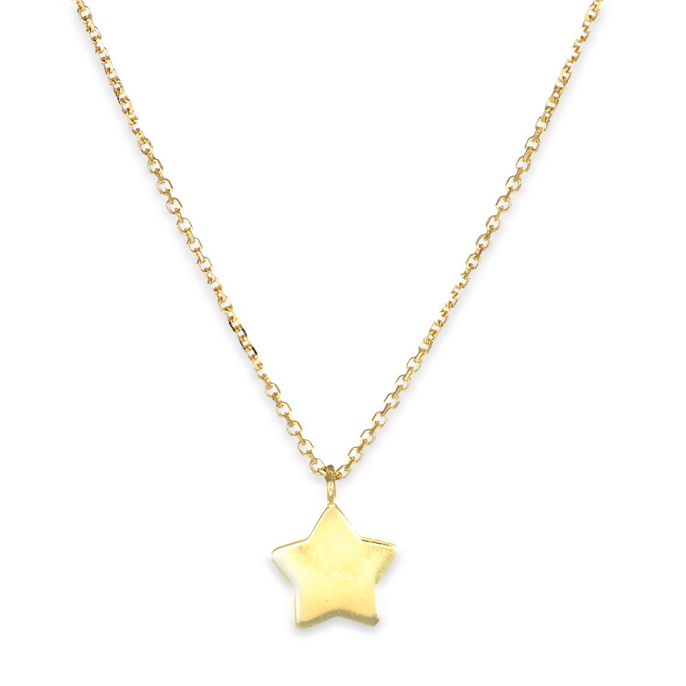 Collana Stellina in Oro Giallo 18 Kt e Smalto Turchese